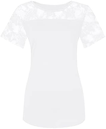 Camisetas T para mulheres, Trendy Lace Crochet Shirve Sleeve Sleeve Fashion Roupfits Casual