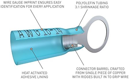 120 PC Blue A RIME DE ANEL ARGUNDO ARGUNDO CONECTORES: Tamanhos: 10, 1/4 , 5/16, 3/8 . Gentro 16 14 Terminais elétricos a