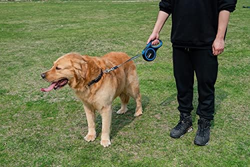 Coleira de cachorro retrátil pina, trela de cachorro de 26 pés para cães grandes pequenos de até 110 libras, fita de nylon