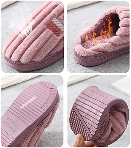 TJLSS 2020 Casques de algodão Selppers outono Inverno quente Sapatos caseiros nivelados listras listrados homens/mulheres