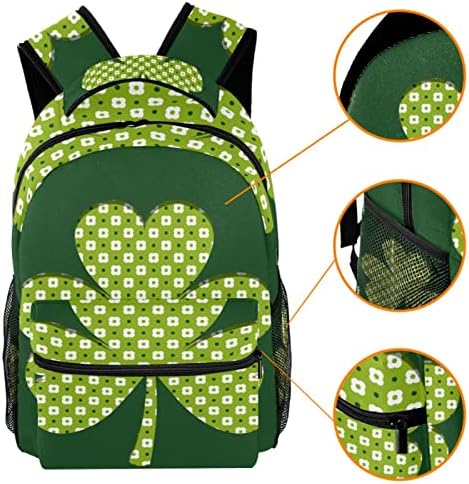 Kapohu Green Shamrock Clovers Backpack School Casual School para meninos Bolsa de viagem para meninos de laptop para homens 11.5x8x16in