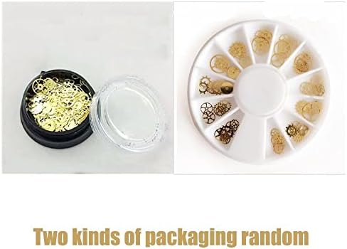 Fashion Gold unhas lantejoulas Holas Metálicas 3D Flores de tempo Flores de engrenagem Padrões mistos Manicure Decoração DIPS DIY -