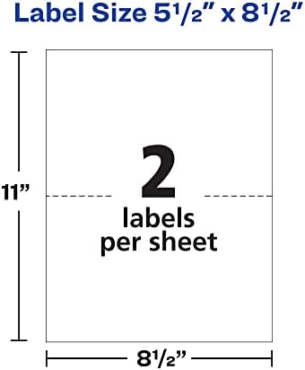 Avery 5126 Endereço de entrega Etiquetas, impressoras a laser, 200 rótulos, meia folha, adesivo permanente, bloqueio