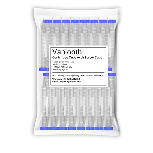 Tubos de centrífuga cônica de 15 ml de 15 ml, tubos de teste de plástico estéril de Vabiooth com tampas de parafuso marcas graduadas,