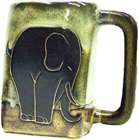 Uma coleção de grés de mara - 12 onças de copo de café colecionável caneca de fundo quadrado - design de elefante