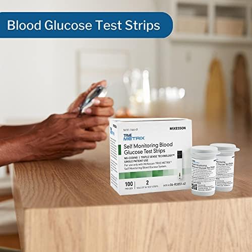 McKesson True Metrix Auto-monitoramento Teste de glicose no sangue Tiras, 100 tiras, 6 pacotes, 600 no total