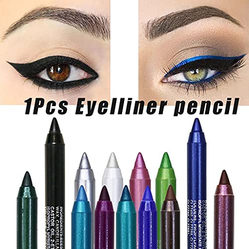 Lápis de delineadores coloridos de 1pc de 1pc, 14 coloras de delineador à prova d'água colorida Eyeliner Eyeshadow Metalic Matte Shiny Smoky Colorful Gel Eyeliner, Fácil Aplicar para Lápis de maquiagem para os olhos profissionais profissionais