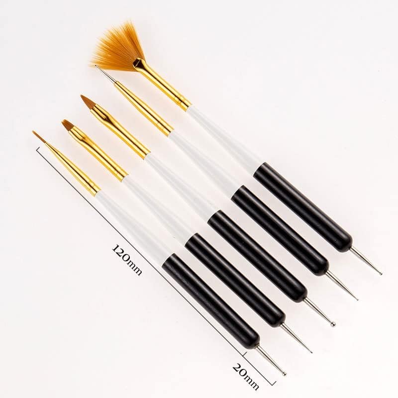Liuzh Uil Art Pen Dotting Flor Double Weffulving Brush Ferramentas de desenho de ventilador plano Gel 5pcs/set