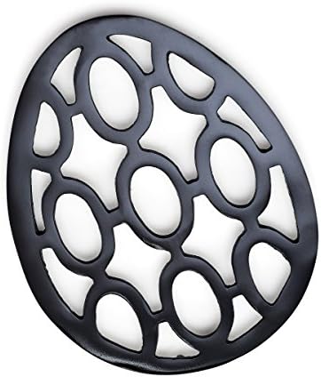 Velho Dutch Big Egg Trivet, 10.125x8x0.5, preto