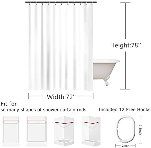 Cortina de chuveiro de sereia de Rosielily, cortina de chuveiro feminino, cortinas de chuveiro do oceano para banheiro, cortina de chuveiro de cauda de sereia com 12 ganchos, 78 polegadas