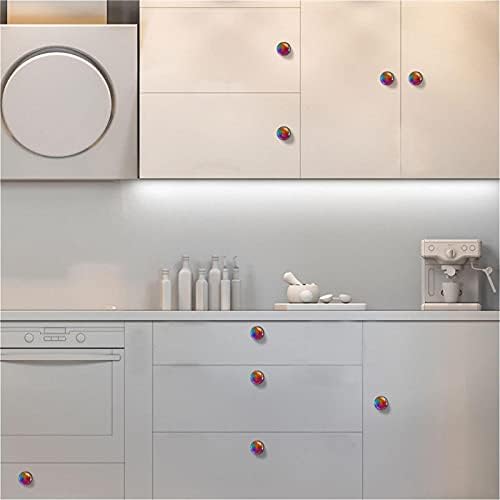12 peças abstratas e padrão colorido botões de vidro para gavetas de cômodas, 1,37 x 1,10 em armários de cozinha redondos para