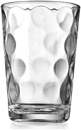 Home Essentials & Beyond Suco Glass Conjunto de 4 xícaras de copo de copo 7 onças Usos para suco, água, coquetéis