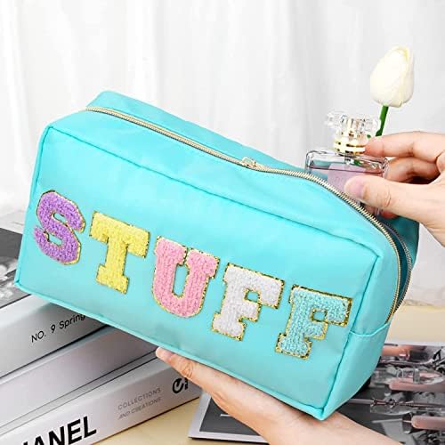 Bolsa de maquiagem Preppy de Soidram Bolsa de Nylon Bolsa Cosmética Blue Bolsa de maquiagem para mulheres Travel