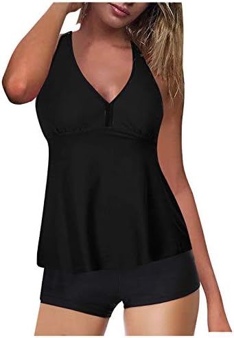 ANIYWN Women Smmer Tankini Tairs de duas peças Tampa de roupas de banho na cintura alta da cintura Tanque de roupas de banho