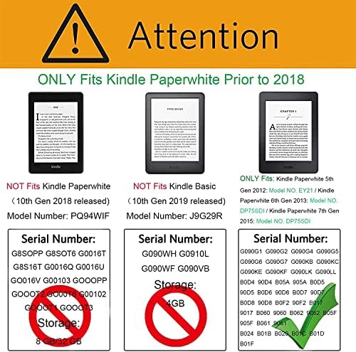 Caso de Guksraso para Kindle Paperwhite 5/6th/7th Gen Antes do lançamento de lançamento de 2018, Ultra Thin Taber Toup,