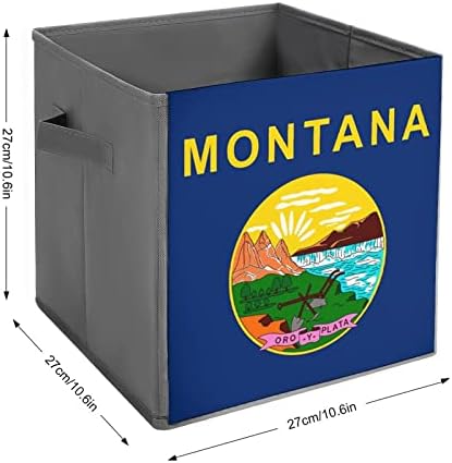 NUDQUIO MONTANA Bandeira do estado da Califórnia Caixas de armazenamento dobráveis ​​Caixas colapsíveis Cubo de tecido Organizador simples com alças para casas de casa Toys Livros de 10 x 10 polegadas