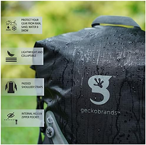 Geckobrands Backpack leve à prova d'água 30l, preto/azul neon - Mochila aquosa para caminhadas e atividades de água clara