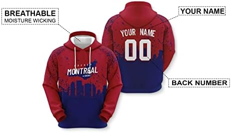 Presentes de capuz masculinos de hóquei personalizados para homens fãs da cidade de jovens pullover moletom com capuz Customize o nome e número do Hip Hop