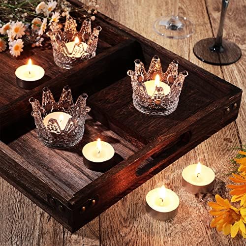24 PCS Votivos claros Crown Candleds Crown Crown Tealight Velas Candelas Bulk Candlestick para Tabelas Centerpieces