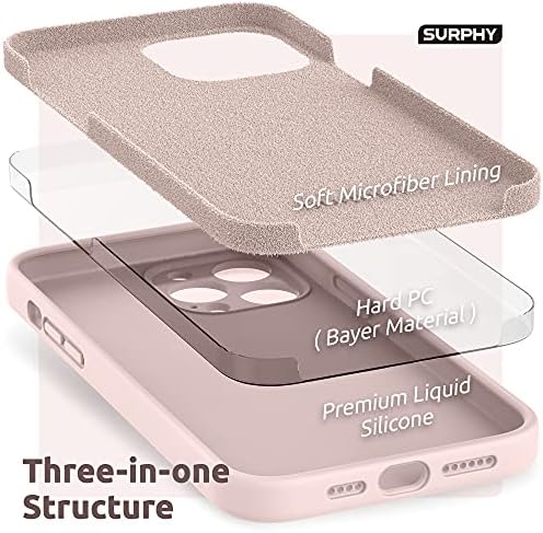 Surphy Compatível com o iPhone 13 Pro Max Case com protetor de tela, capa de telefone de silicone líquido 6,7 polegadas 2021,