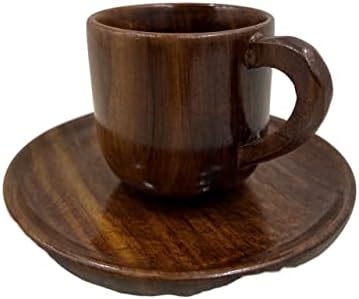 colecioniblesbuy vintage handmade caneca de madeira xícaras de chá com pires de pires de forma sustentável-presente ecológico para cozinhas inspiradas na natureza