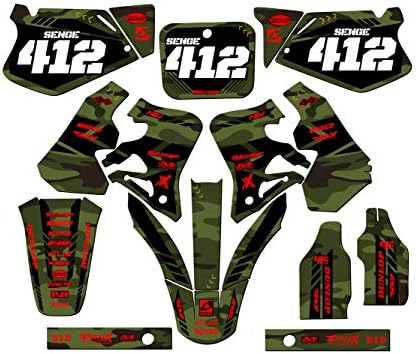 1995-1996 CR 250 R Kit de gráficos Apache Gray Senge Complete com Rider I.D. Compatível com Honda