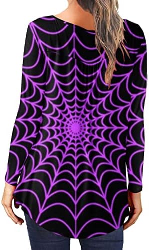 Purple Festival Halloween Lounge Tops Mulheres Boat de Manga Longa Henley Pescoço Cardigan Bloups Tees Teen Girls 5y