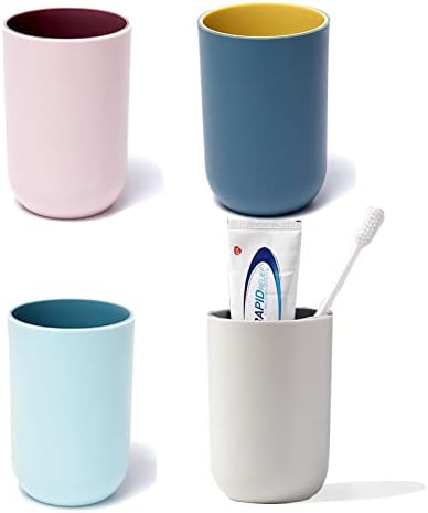 Witwatia 4pcs Copos de banheiro, porta -escova de dentes de plástico, copo de bebida reutilizável, copo de copo multifuncional