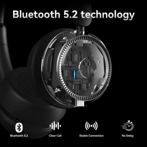 Fone de ouvido sem fio Levn, fone de ouvido Bluetooth com microfone de cancelamento de ruído e base de carregamento,