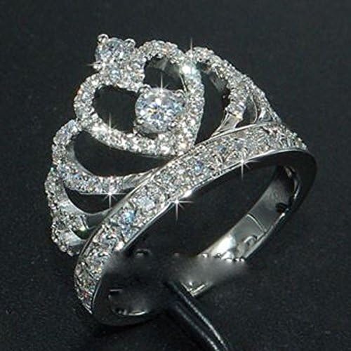 SuwanPoomshop Crown 925 Prata Branca Sapphire Queen Ring Anel Jóias femininas propostas