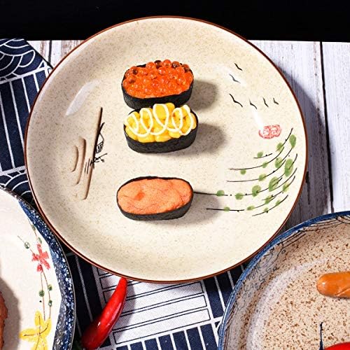 Placas de jantar retro japonesas, placas de 8 polegadas, placas de cerâmica conjunto de 4