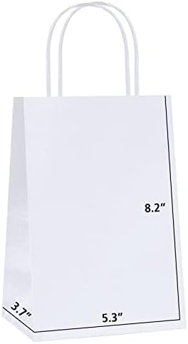 Remtap Paper Sacos de presente 5.3x3.7x8.2 polegadas, Branco 100pcs Redes de papel Virgin Kraft Virgin Kraft, bolsa de mão de papel
