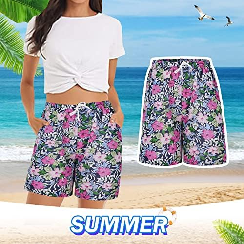 Miashui Mulheres de manga curta Blouses feminino short casual short Summer Shorts de praia Comforma de cintura elástica calças