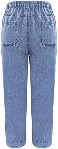 Na calça Mulheres femininas de cintura alta Jeans Baggy namorado cortado calça jeans Slim Fit Pants Women