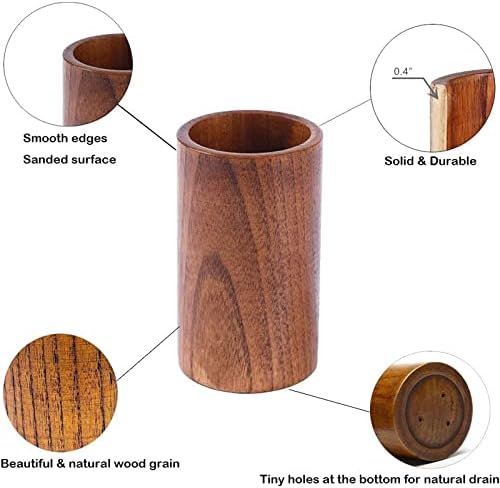 Suporte redondo de utensílios de cozinha de madeira shsycer, suporte de pauzinhos de madeira de 6x4, suporte para
