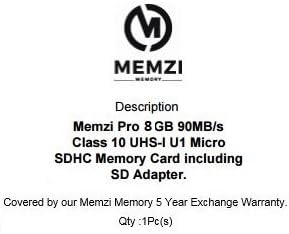 MEMZI PRO 8GB 90MB/S Classe 10 Micro SDHC Cartão de memória com adaptador SD para Blu X8 HD, Avançado A6/A4/5.2, R1 HD, Pure View,