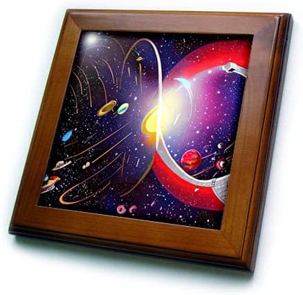 3drose abstract space exploration art. Espaçohips, estrelas, presente de luz solar - azulejos emoldurados