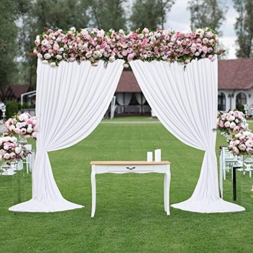 10 pés x 7 pés de painéis de cortina de cenário branco livre de rugas, cortinas de pano de fundo de poliéster, suprimentos para decoração de festa de casamento