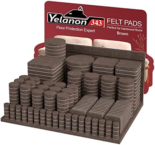 Móveis de feltro almofadas -343 PCS Móveis almofadas auto -adesivas, almofadas de cadeia de feltro de barriga cortável, protetor anti -piso de piso para móveis Pés de cadeira de cadeira, móveis de feltro para pisos de madeira, bege e marrom