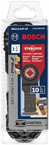 Bosch OSL114JF-10 10-PACK 1-1/4 IN. Starlock oscilando Multi Tool Wood Curved-Tec Bi-metal xtra-limpo lâminas cortadas para aplicações