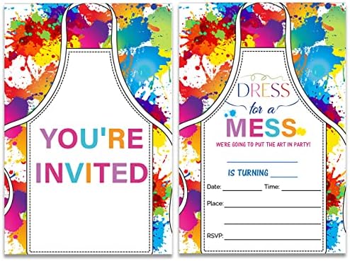 Soiceu pintura colorida de festa de aniversário convites com envelopes conjunto de 20 vestidos para uma festa de aniversário de pintura