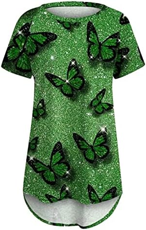 Top casual de borboleta feminina estampa blusas camisa de verão pescoço de manga curta tamis de manga curta lady tops macios confortáveis