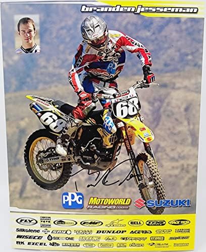 Branden Jesseman autografou 8x10 Fotografia Suzuki Racing Motocross Supercross