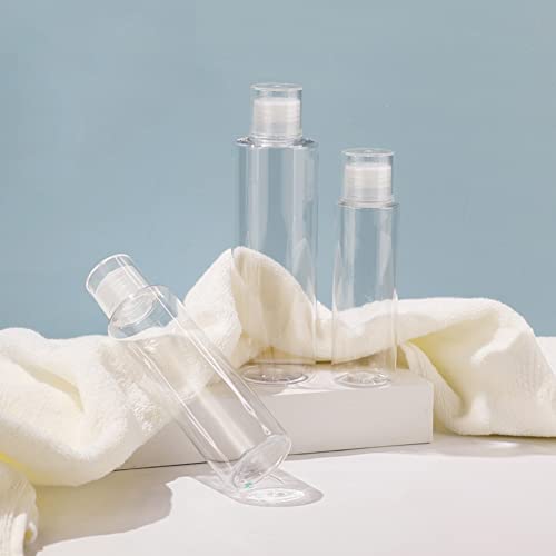 6pcs 100ml/3,4 onças de plástico transparente Toner vazio garrafas cosméticas com gotas de dispensador de armazenamento