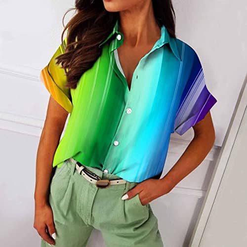 Camisetas gráficas de gradiente feminino colarinho spandex de gola alta camisetas camisetas de manga curta
