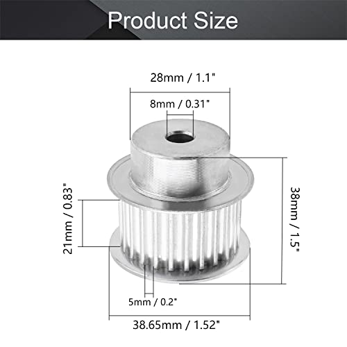 Liga de alumínio fielect 5m 25 dentes de 8 mm de diâmetro interno do diâmetro da correia de flange síncrona do flange da roda síncrona para impressora 3D CNC 2PCS