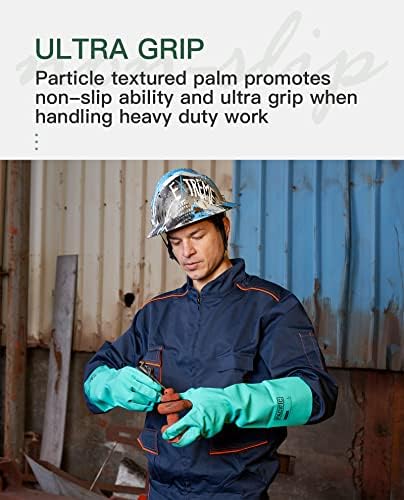 Pacific PPE 2 pares luvas resistentes a produtos químicos nitrônicos, reunidos, resistam ao ácido forte, álcalis, 15 mil, 12,6 , grande