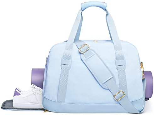 Bolsa de ginástica esportiva para mulheres, sacolas de treino esportivas com compartimento de sapatos e bolso molhado,