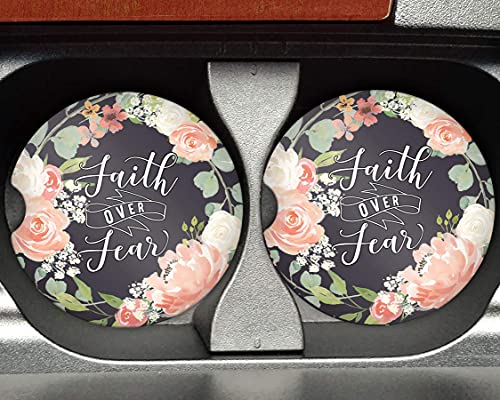 Fé sobre o medo - citações cristãs Coasters Cerâmica Absorvente - VERSOS Bíblia Presentes para mulheres