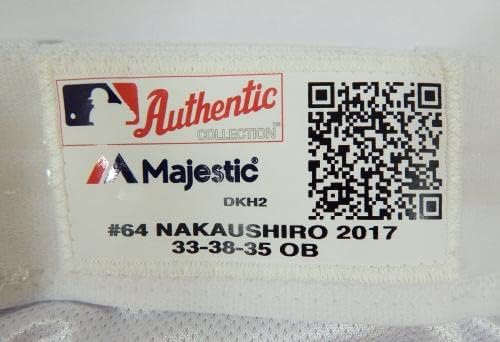 2017 Arizona Diamondbacks Yuhei Nakaushiro 64 Jogo usou calças brancas 33-38-35 91-Jogo usado calças MLB